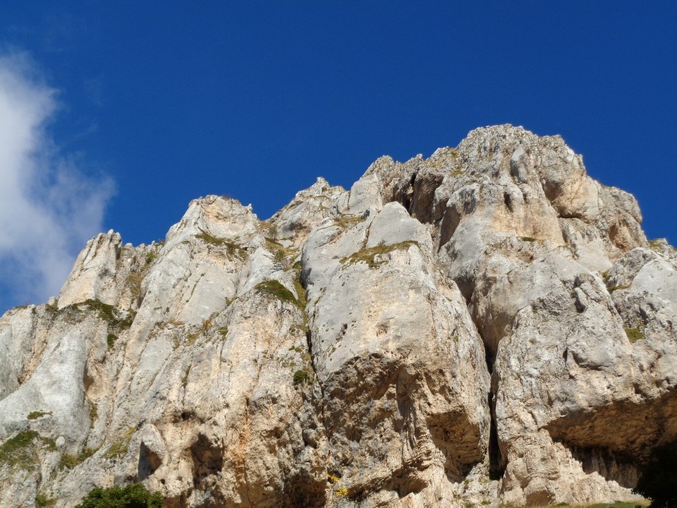 Primo piano delle rocce sopra di noi