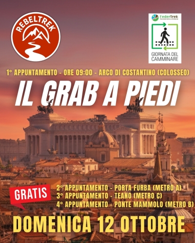 NEWS N.229 AEV FederTrek per il GRAB a piedi con REBELTREK a Roma