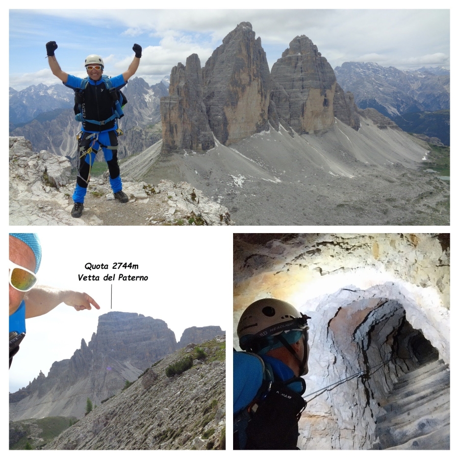 Un giorno da solo sulle Dolomiti con le gallerie e le vie di guerra per l'anello dei 4 Rifugi delle Tre Cime di Lavaredo, la vetta del Paterno sul sentiero delle Forcelle e le loro grandi ferrate