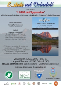 NEWS N.226 Relatore al Comune di Ovindoli per la presentazione de I 2000 dell&#039;APPENNINO