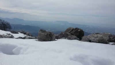 Sulla neve guardando il mare del Circeo: Monte Semprevisa