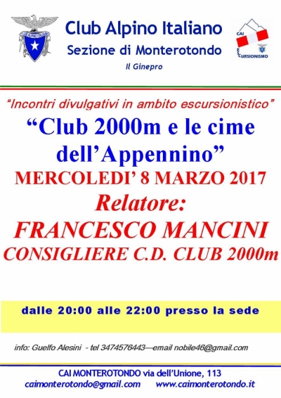 Conferenza alla Sezione CAI di MONTEROTONDO